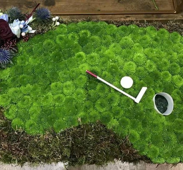 Putting Green Funeral Flower Arrangement